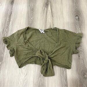 Princess Polly Olive Green Tie-Front Crop Top